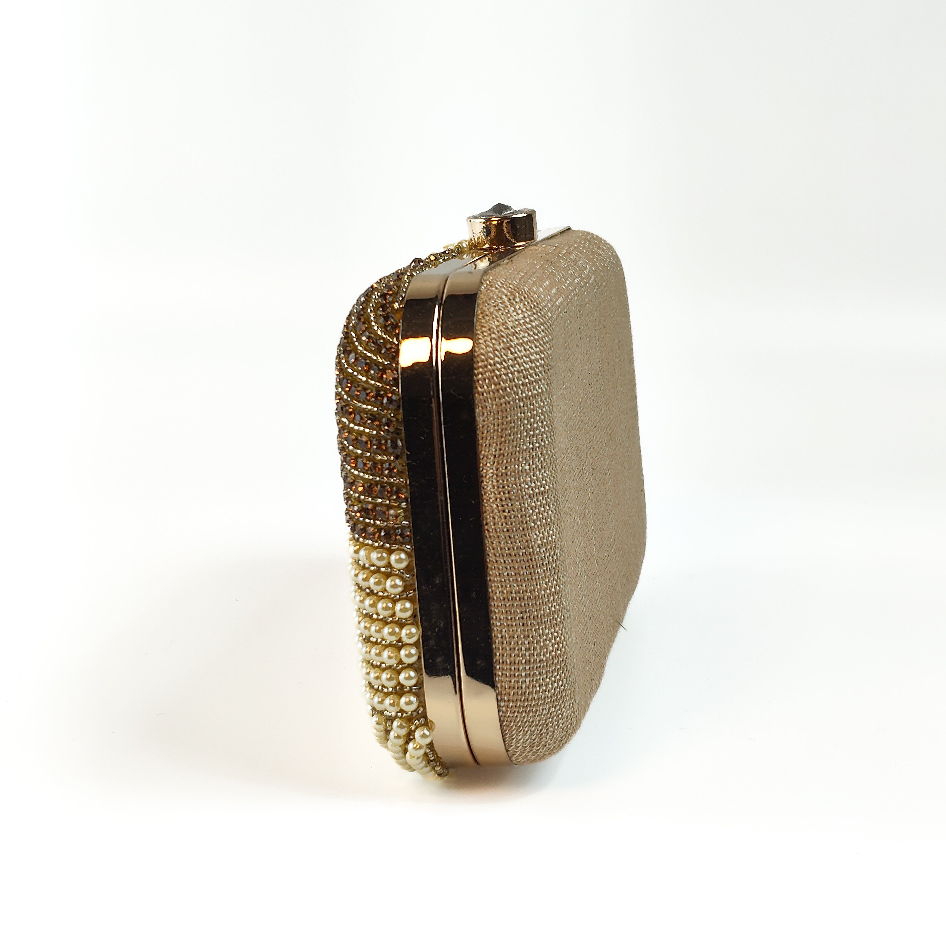 Pearl Wave Embellished Hard Clutch