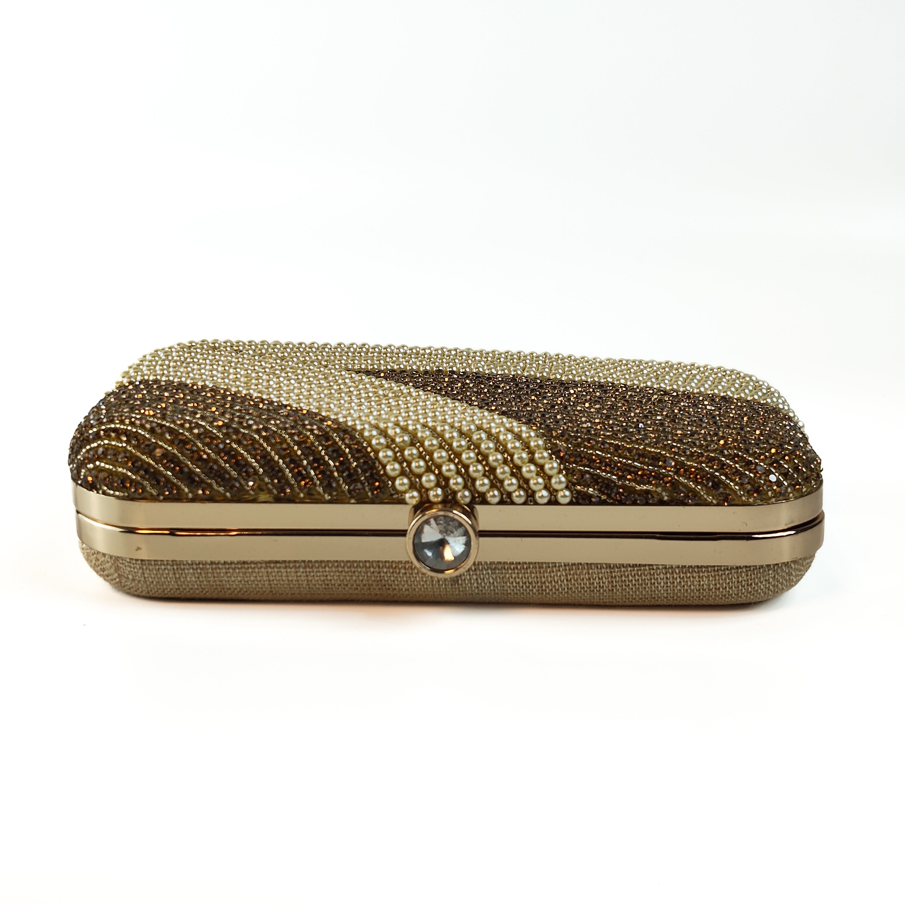 Pearl Wave Embellished Hard Clutch