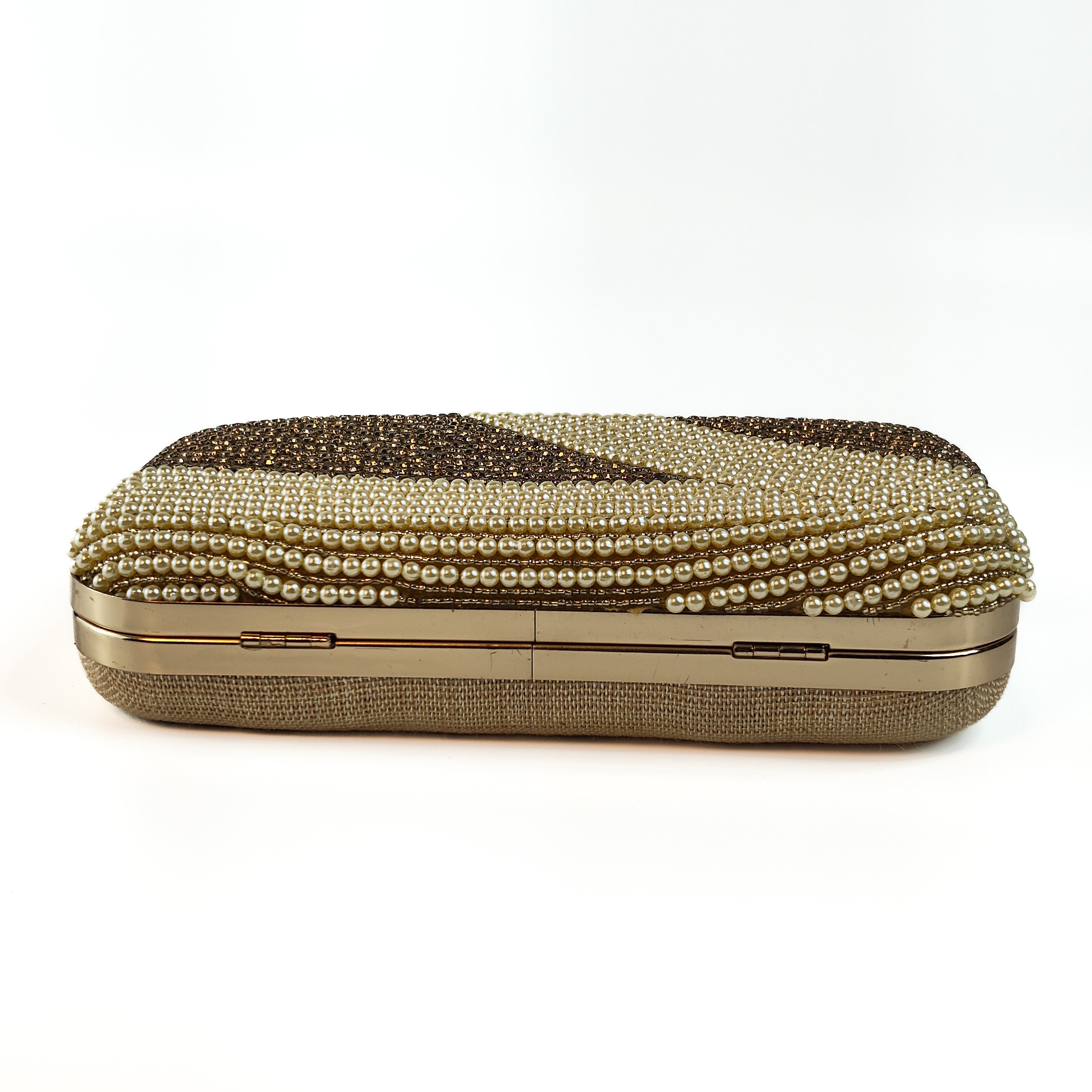 Pearl Wave Embellished Hard Clutch
