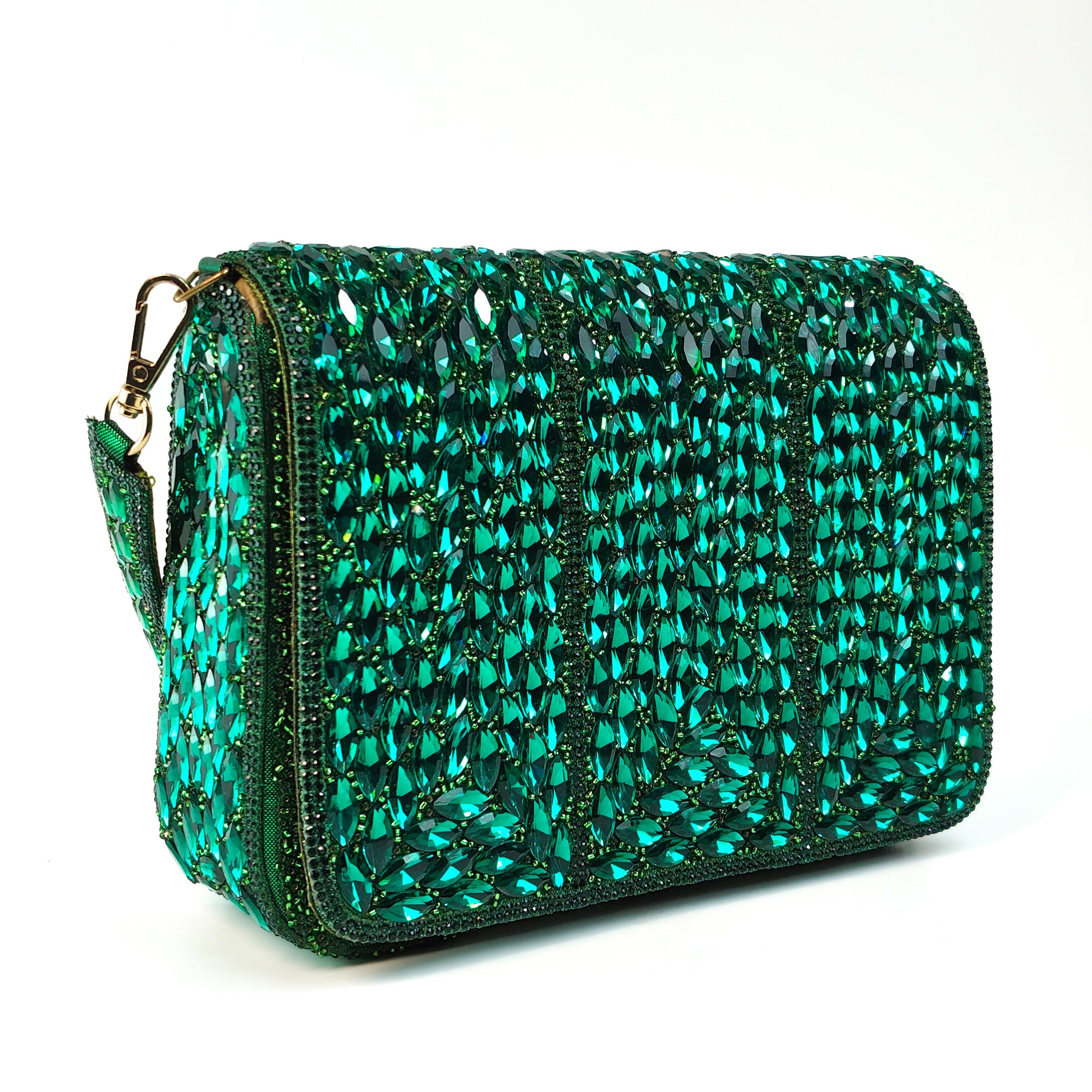 Emerald Crystal Cascade Premium Clutch