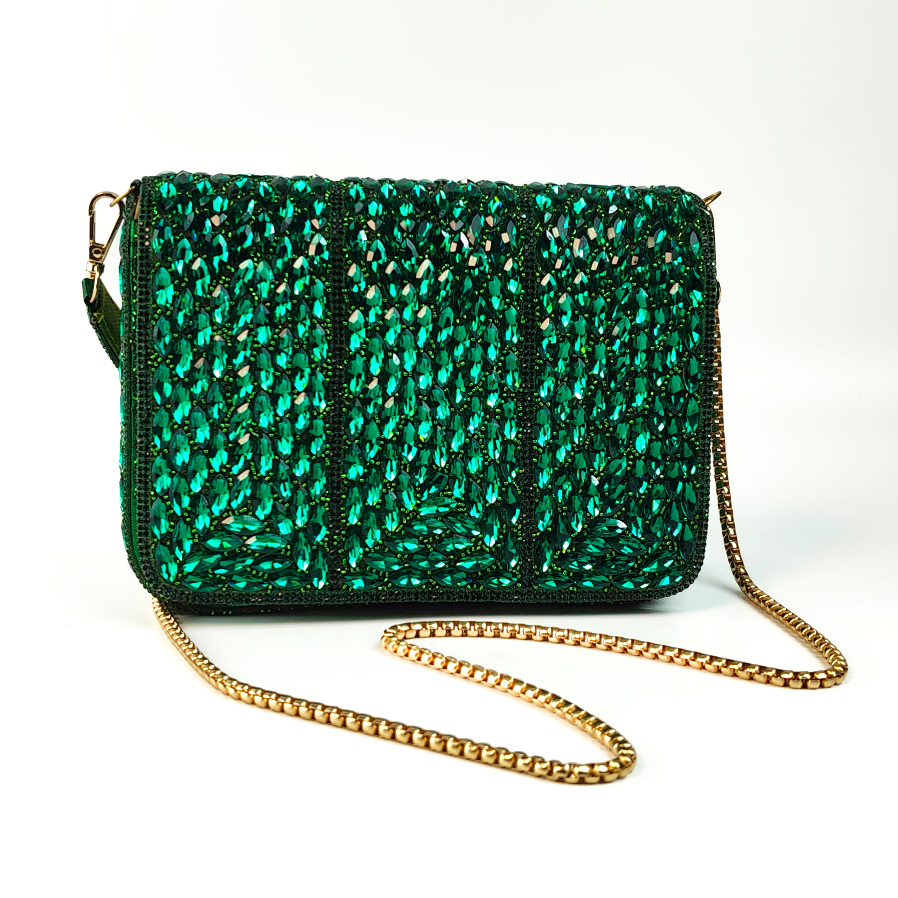 Emerald Crystal Cascade Premium Clutch