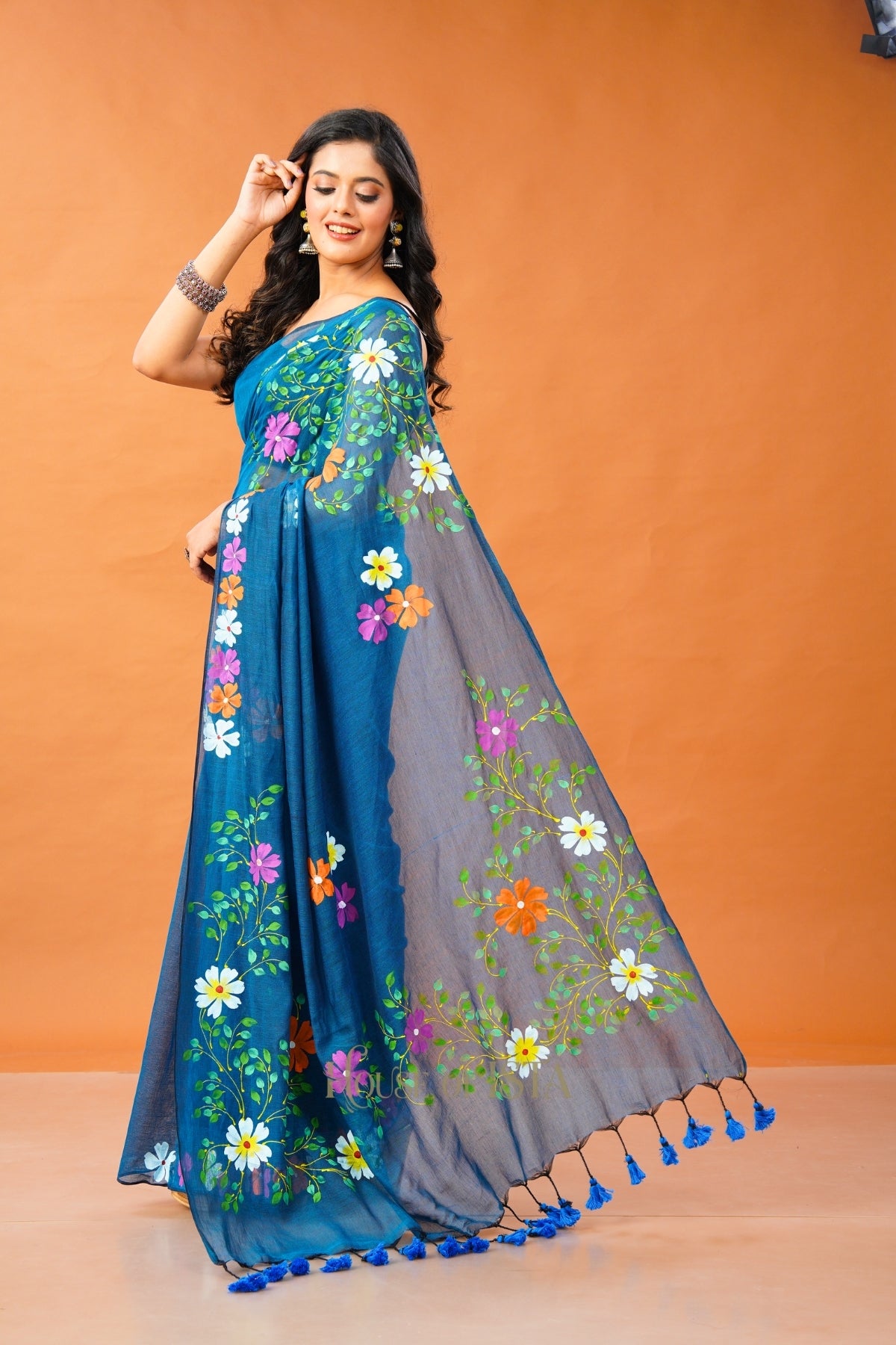 Peacock Poetry Mulmul Saree