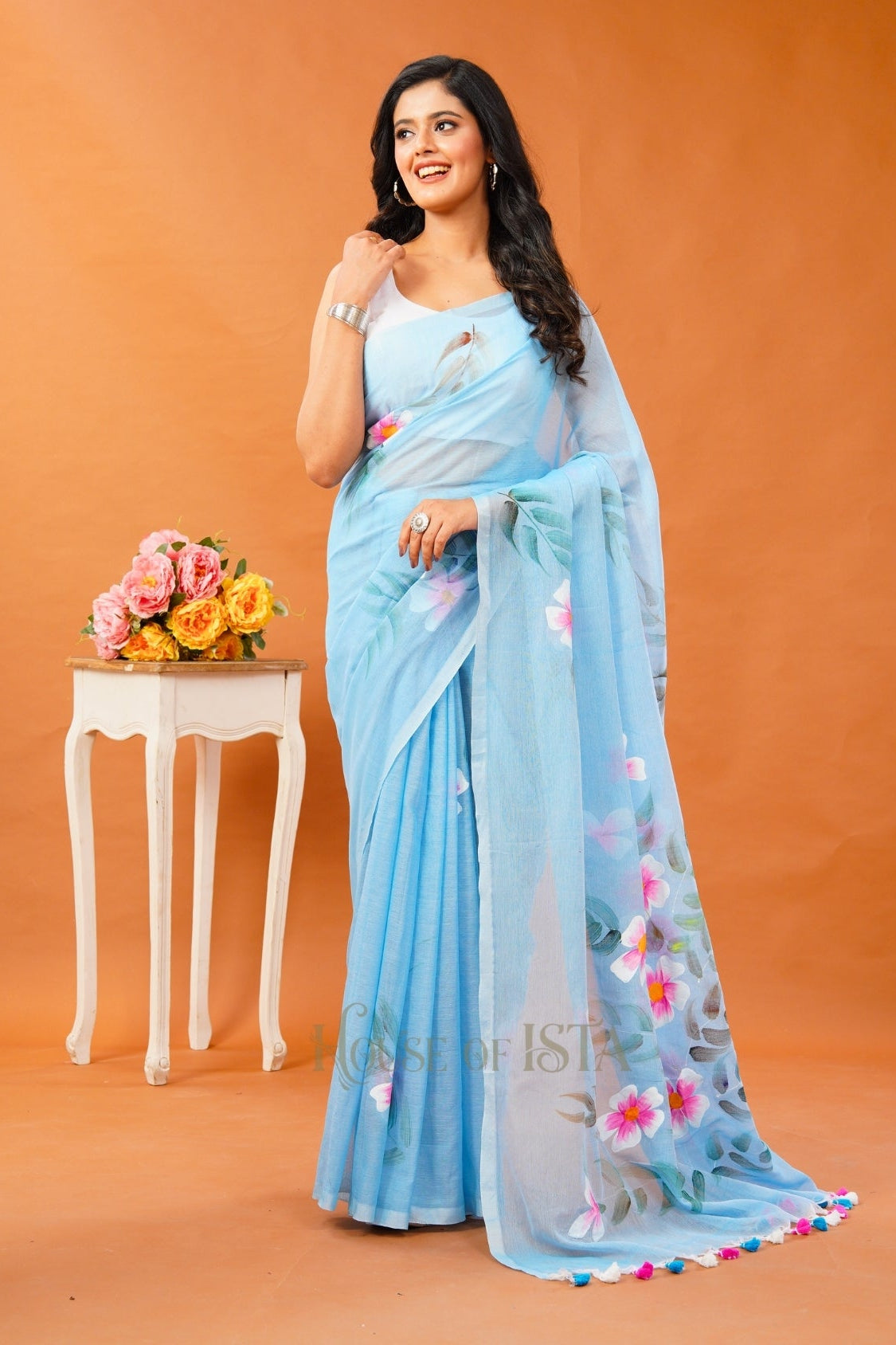 Aasmani Mood Mulmul Saree