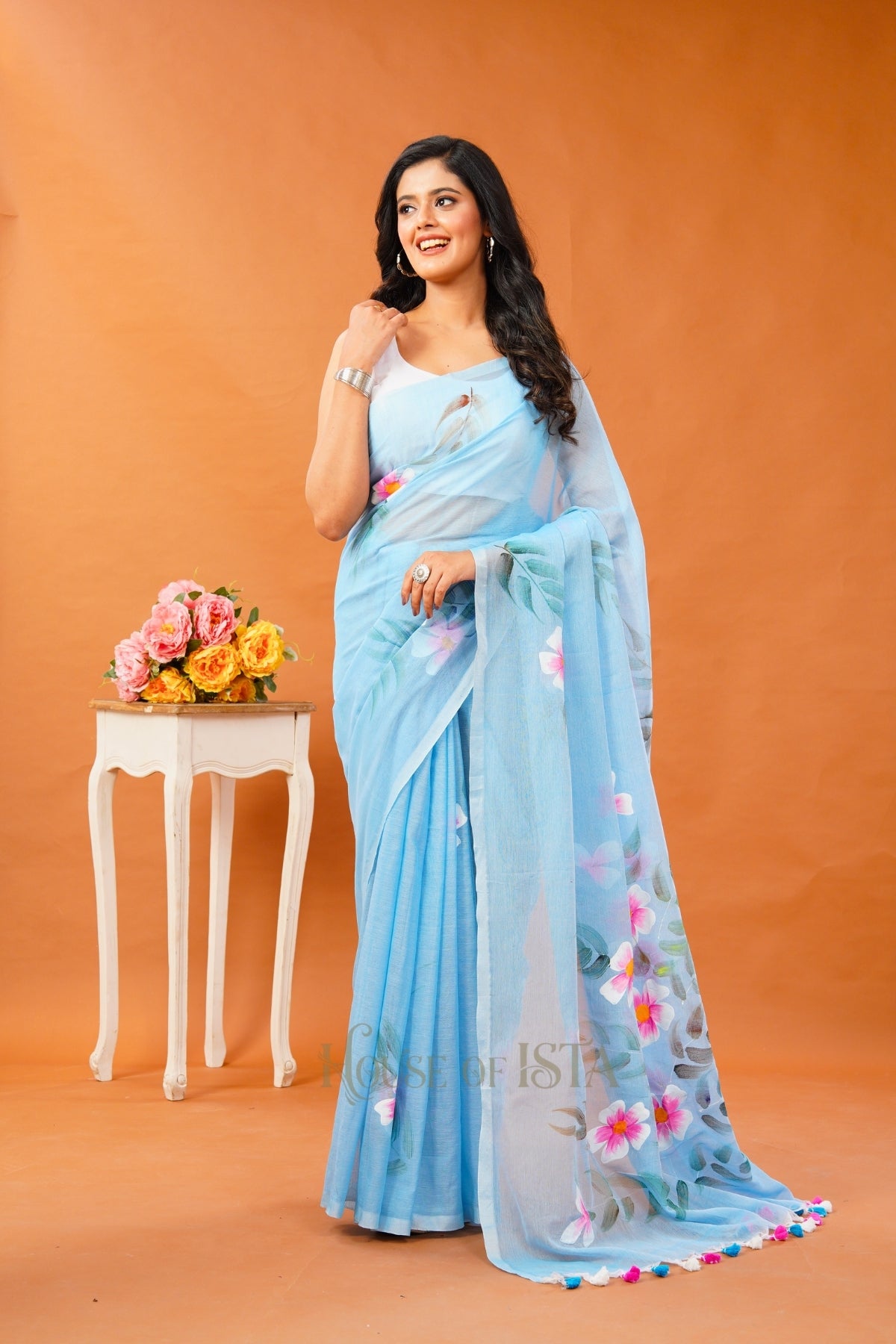 Aasmani Mood Mulmul Saree