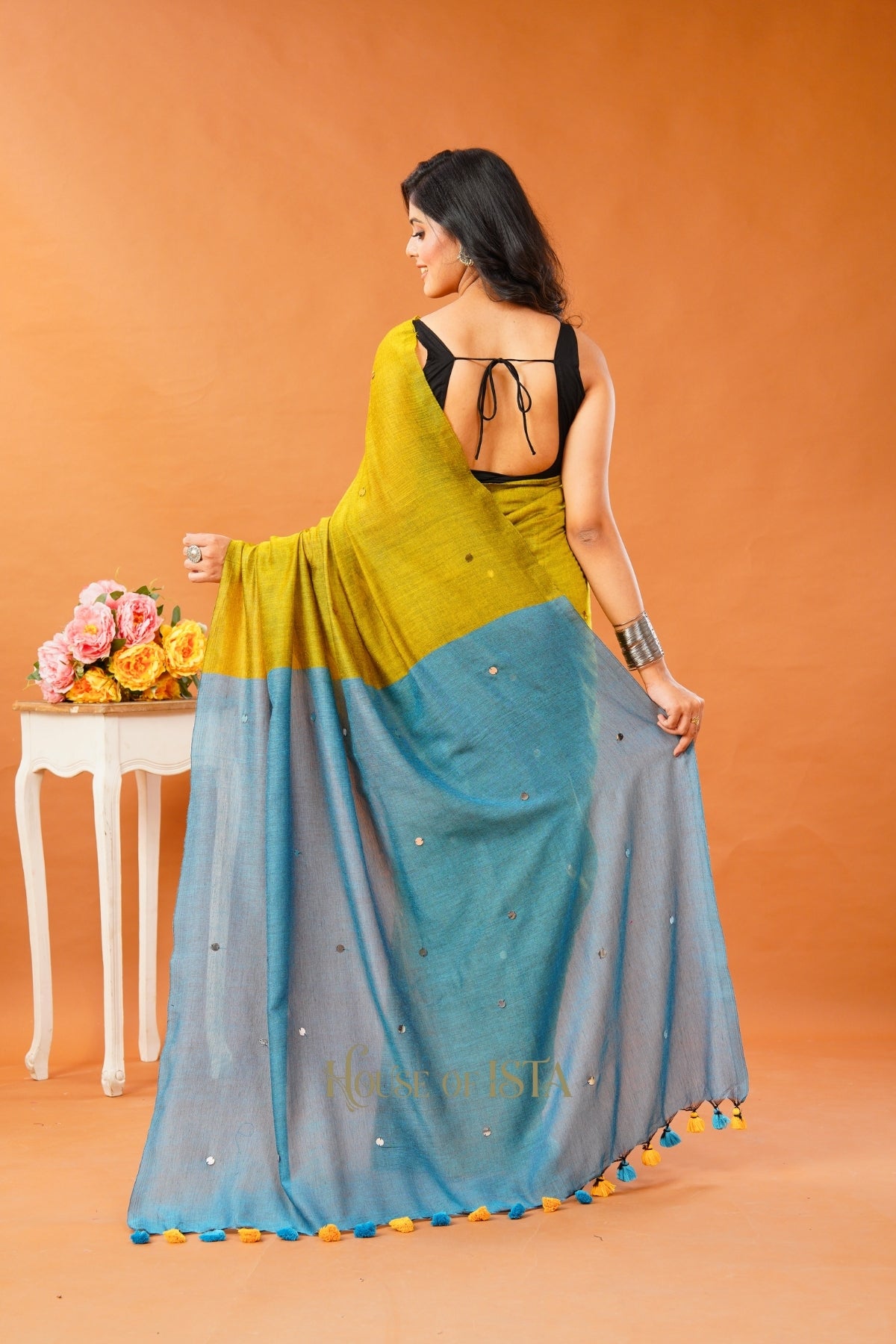 Mustard Sky Cotton Saree