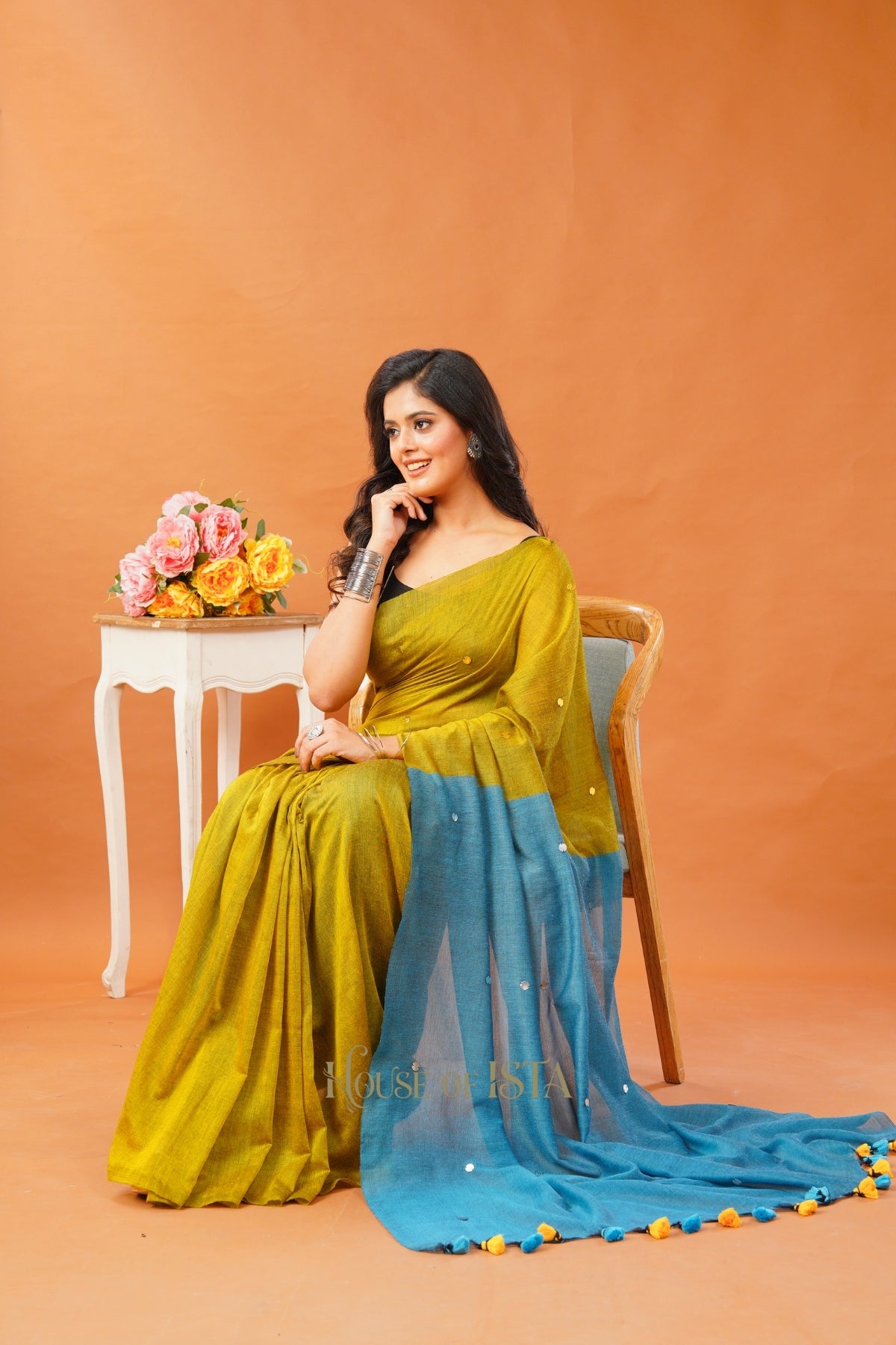 Mustard Sky Cotton Saree