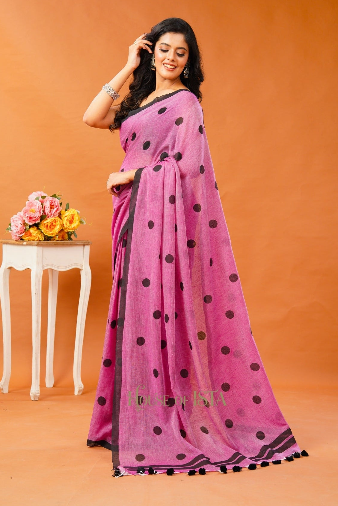 Pink Pepper Cotton Saree