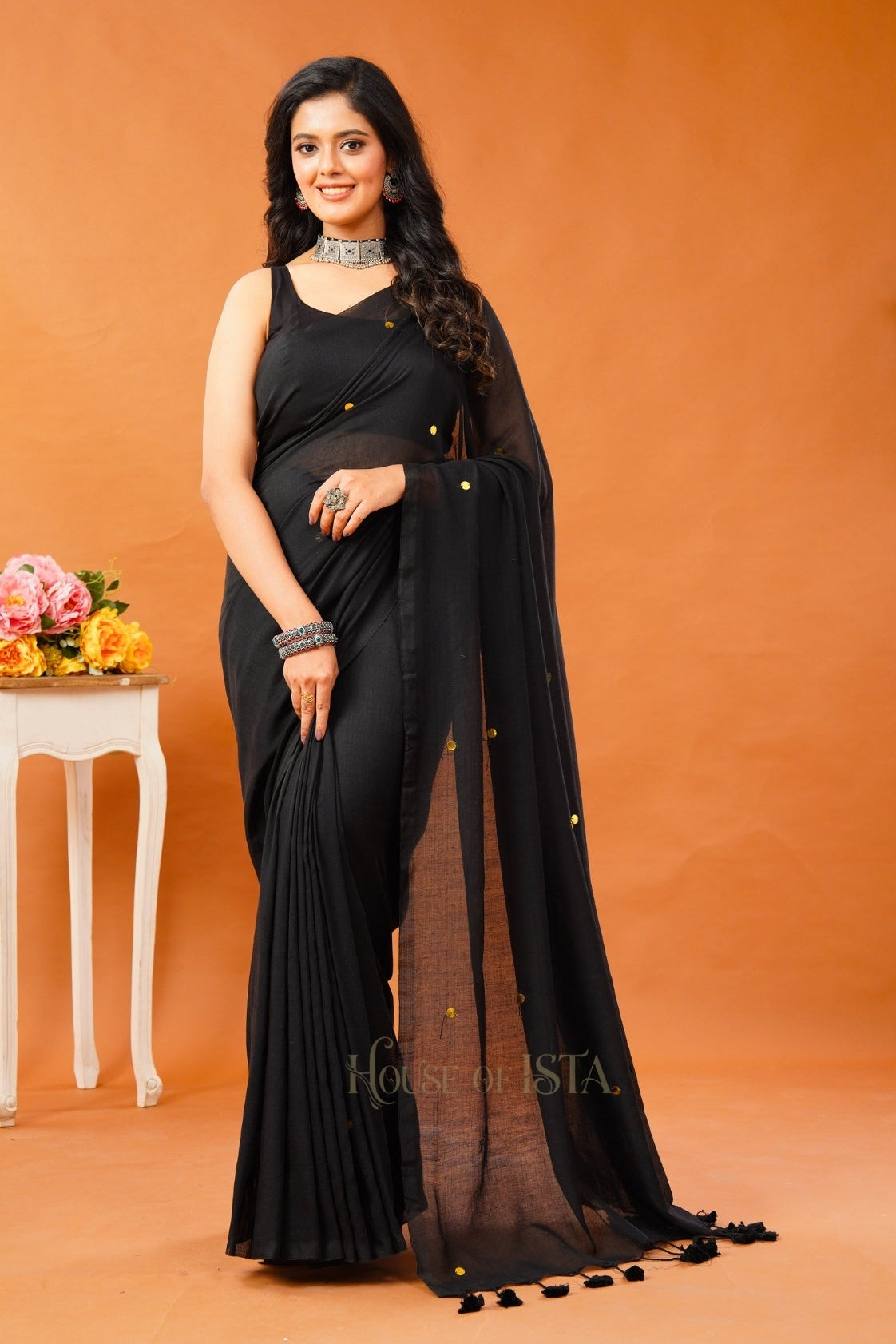 Midnight Galaxy Cotton Saree