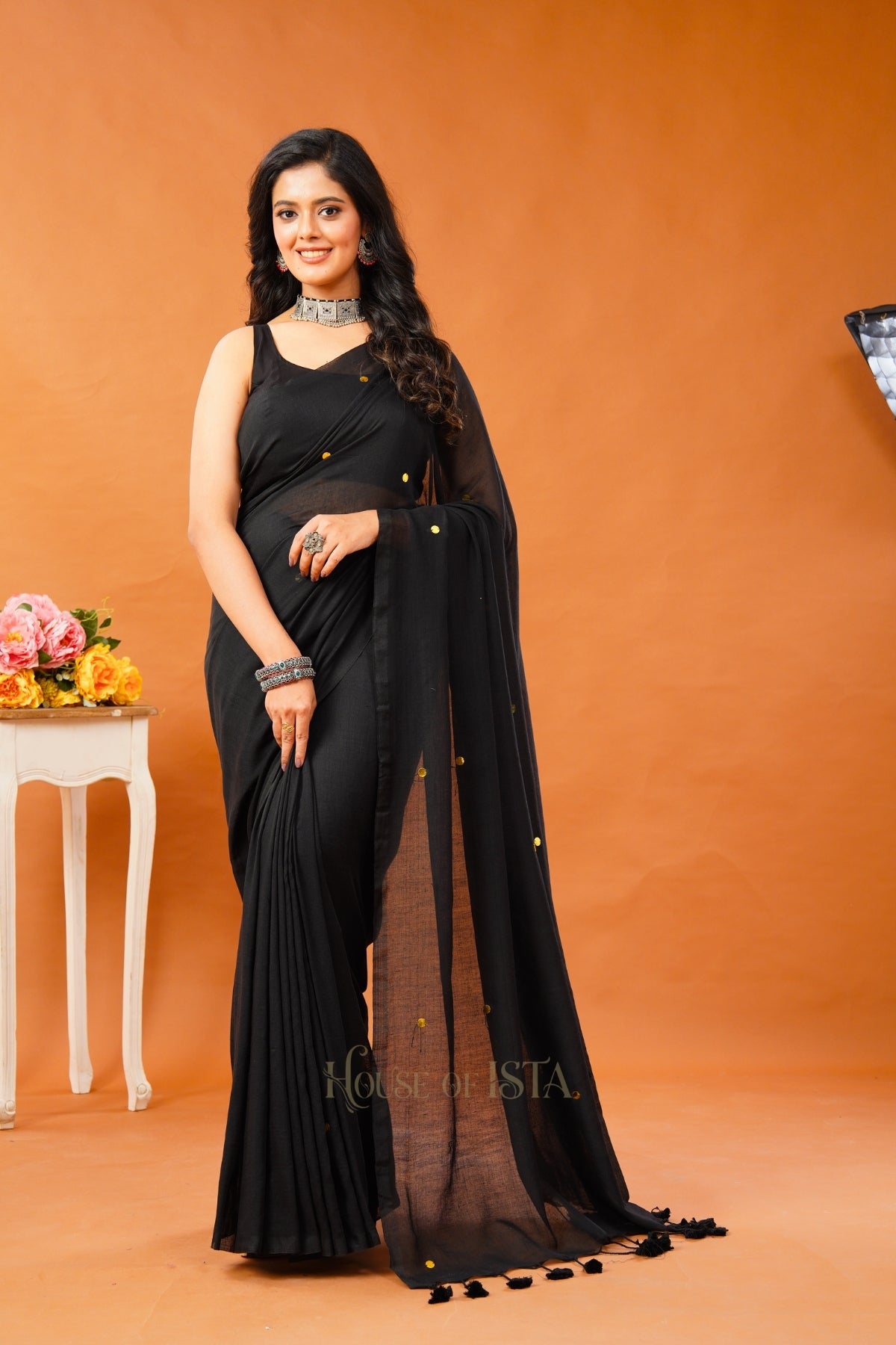 Midnight Galaxy Cotton Saree