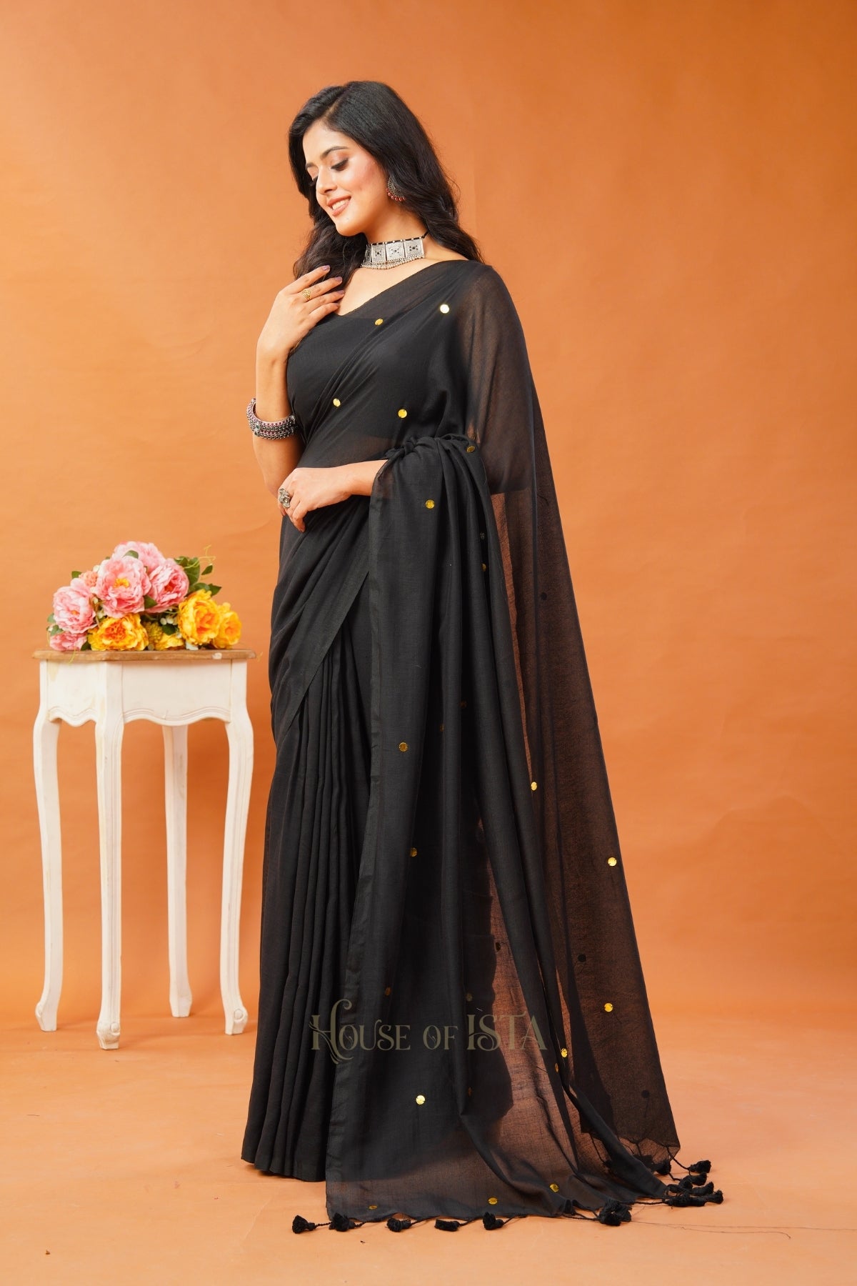 Midnight Galaxy Cotton Saree