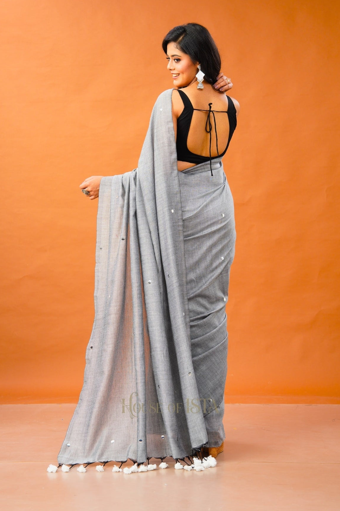 Rimjim Grey Cotton Saree