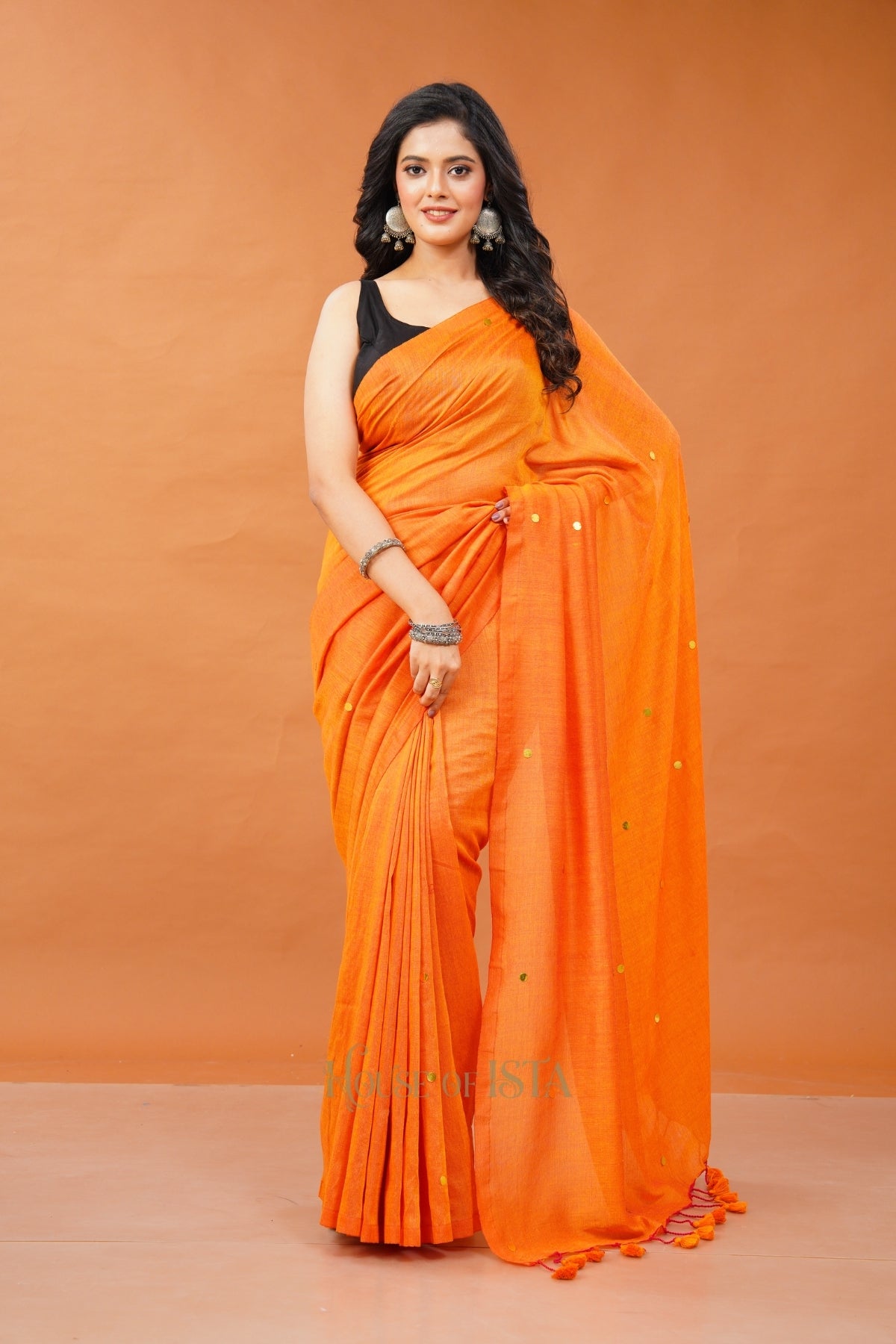 Kesariya Jhalak Cotton Saree