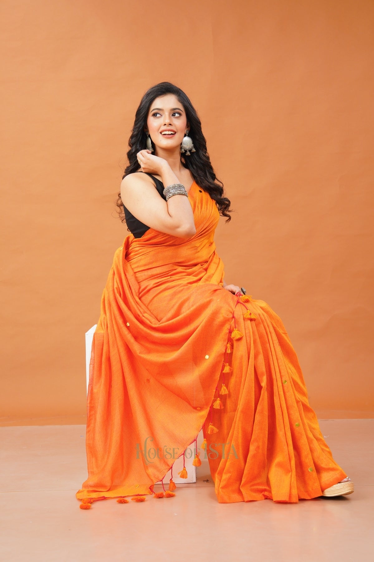 Kesariya Jhalak Cotton Saree
