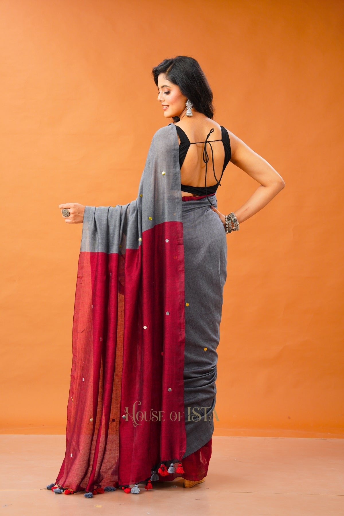 Grey Glimmer Cotton Saree