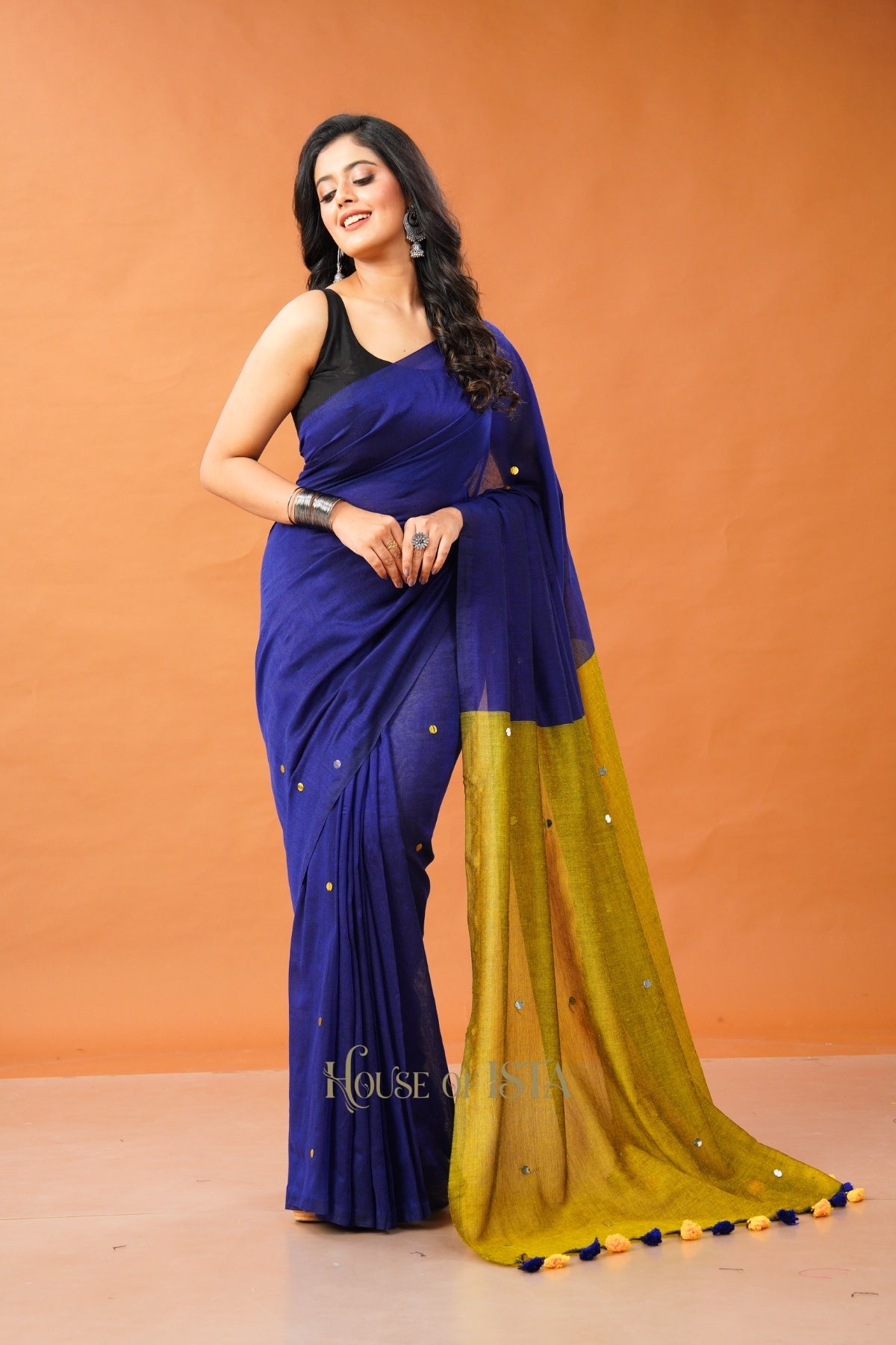 Sunehri Neelam Cotton Saree