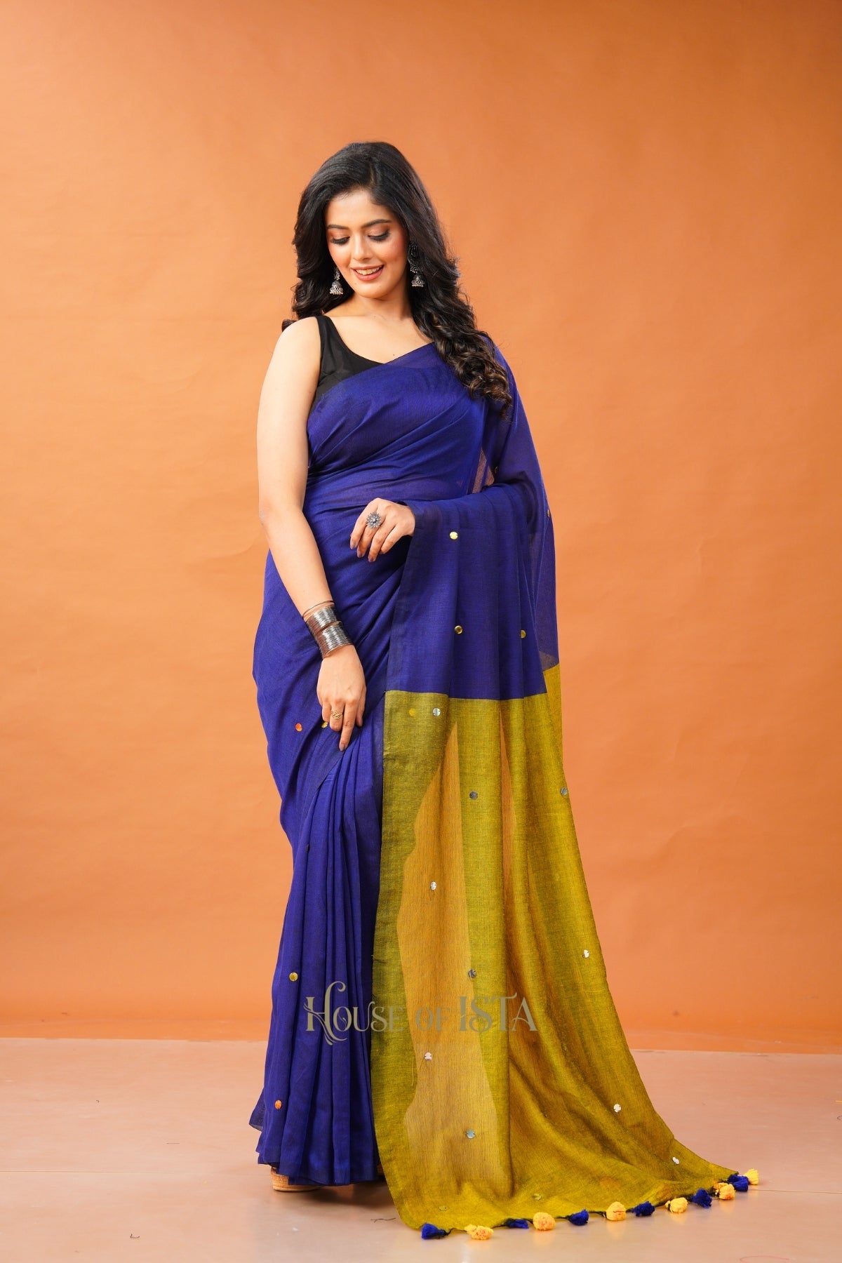 Sunehri Neelam Cotton Saree