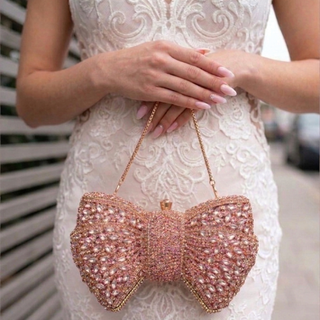 Crystal Bow Statement Luxe Clutch