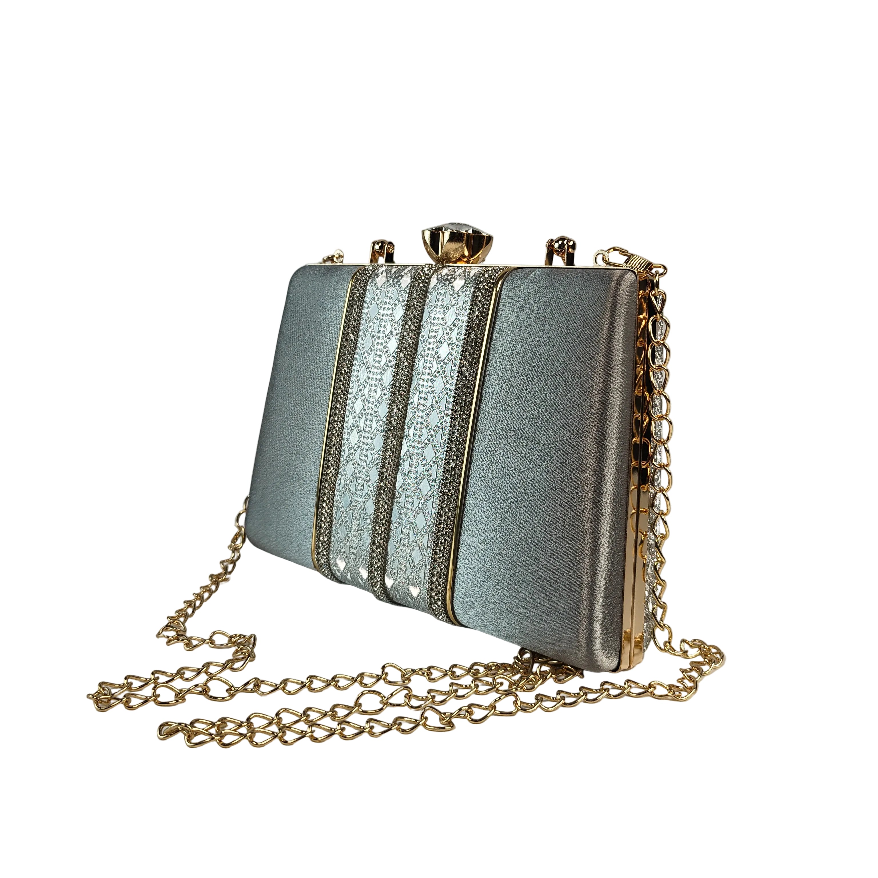 Silver Bloom Hard Box Clutch