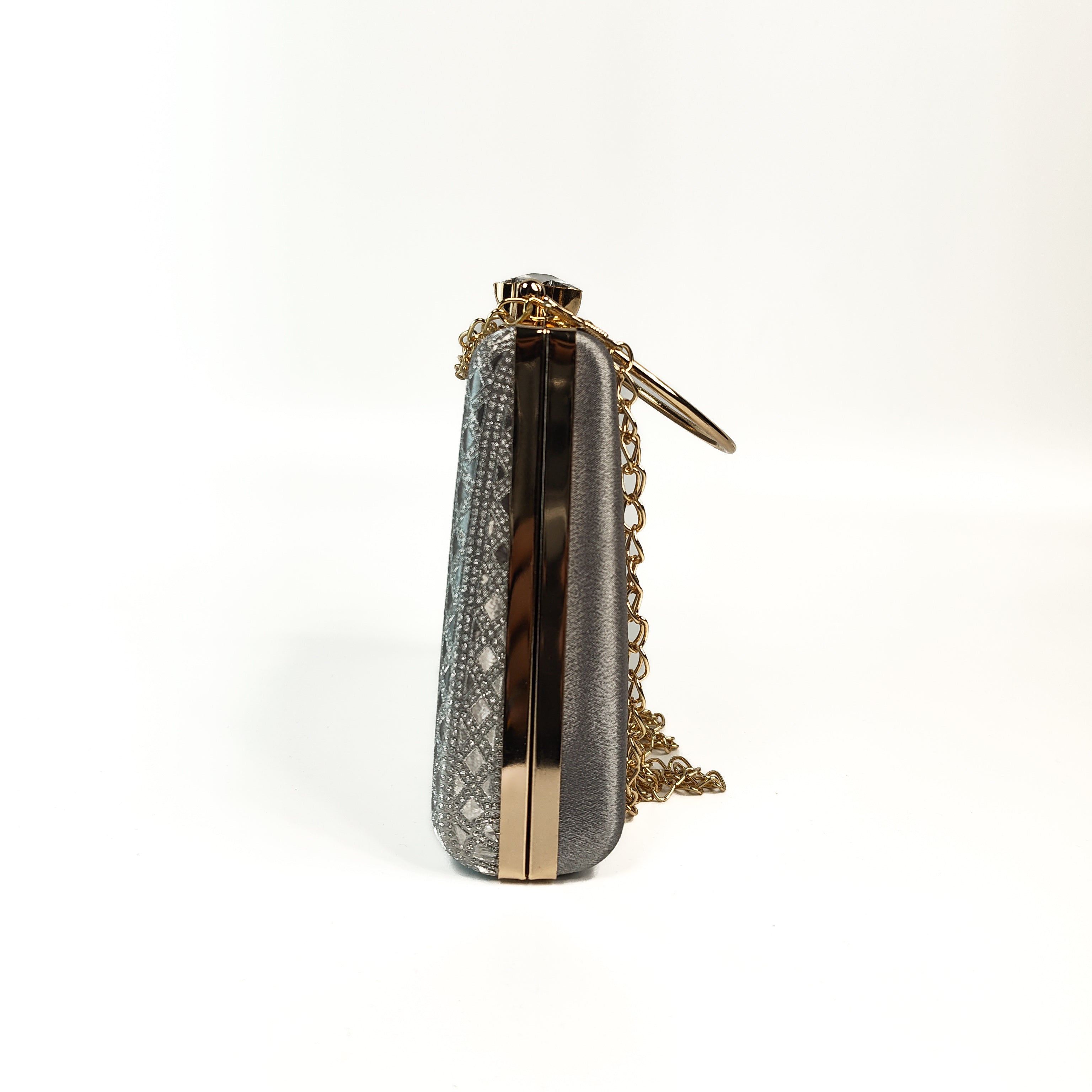 Silver Bloom Hard Box Clutch