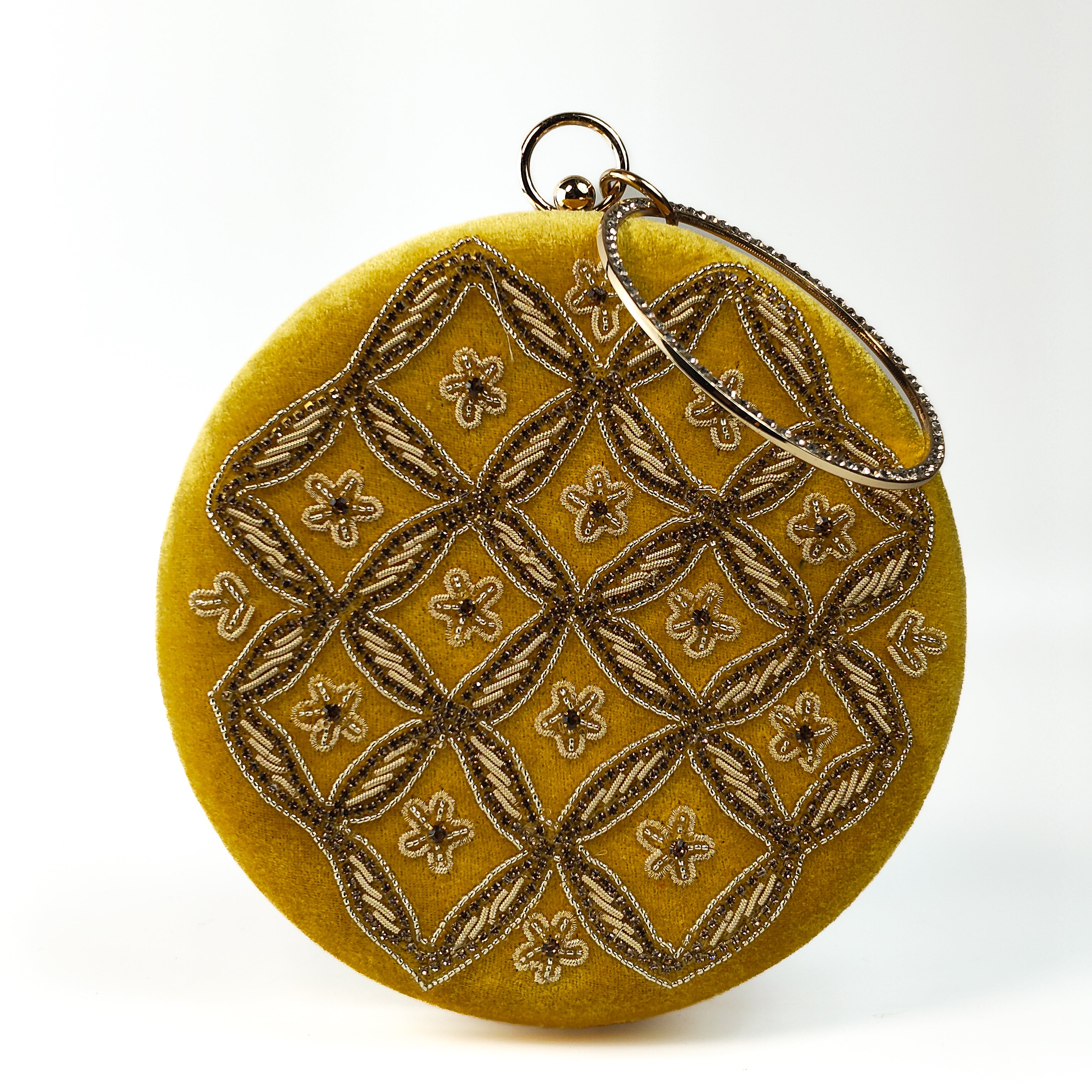 The Ista Bloom Velvet Ring Handle Clutch