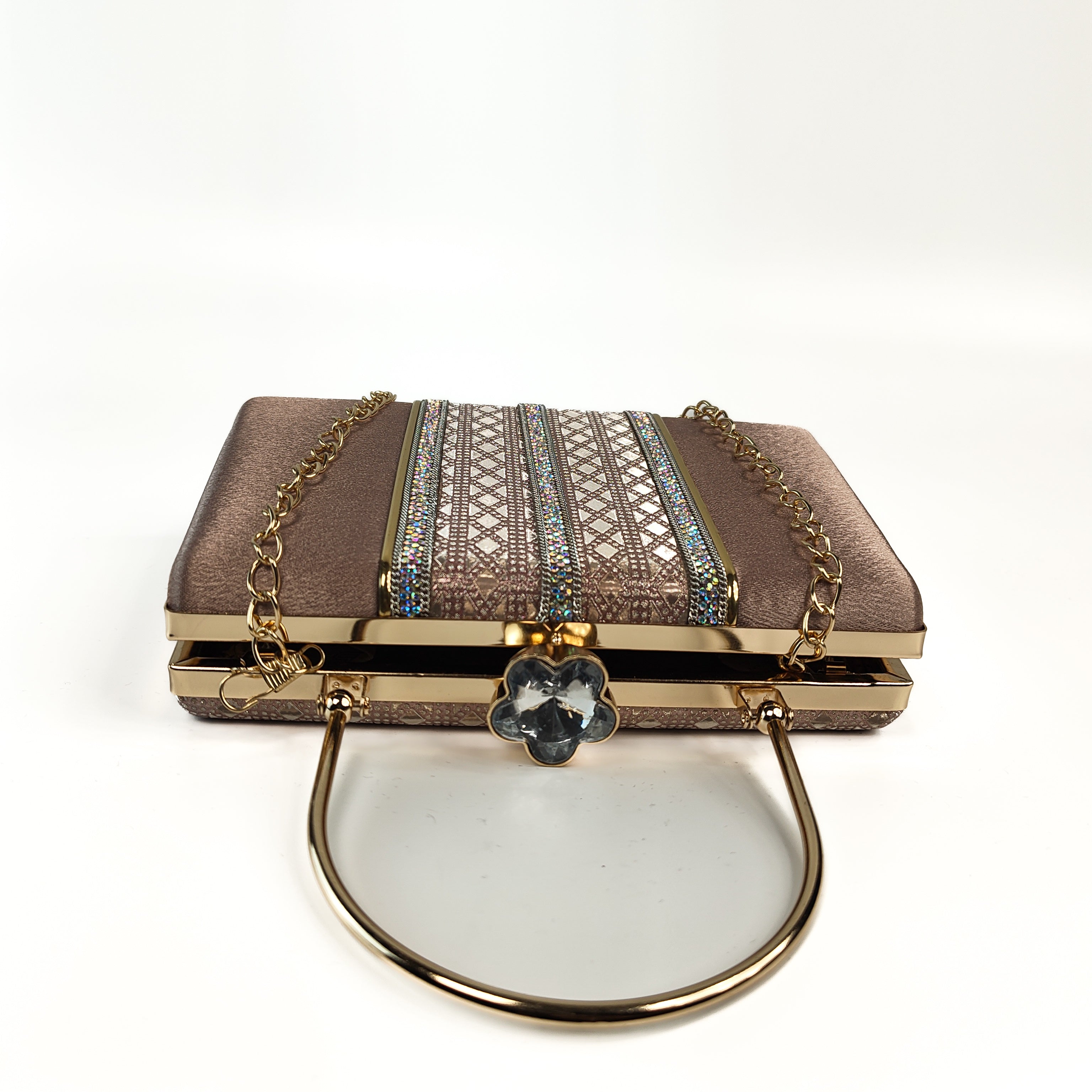 Silver Mist & Rose Hard Box Clutch