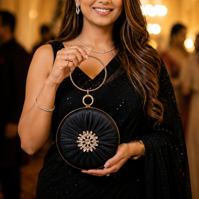 The Midnight Aura Ring Handle Clutch