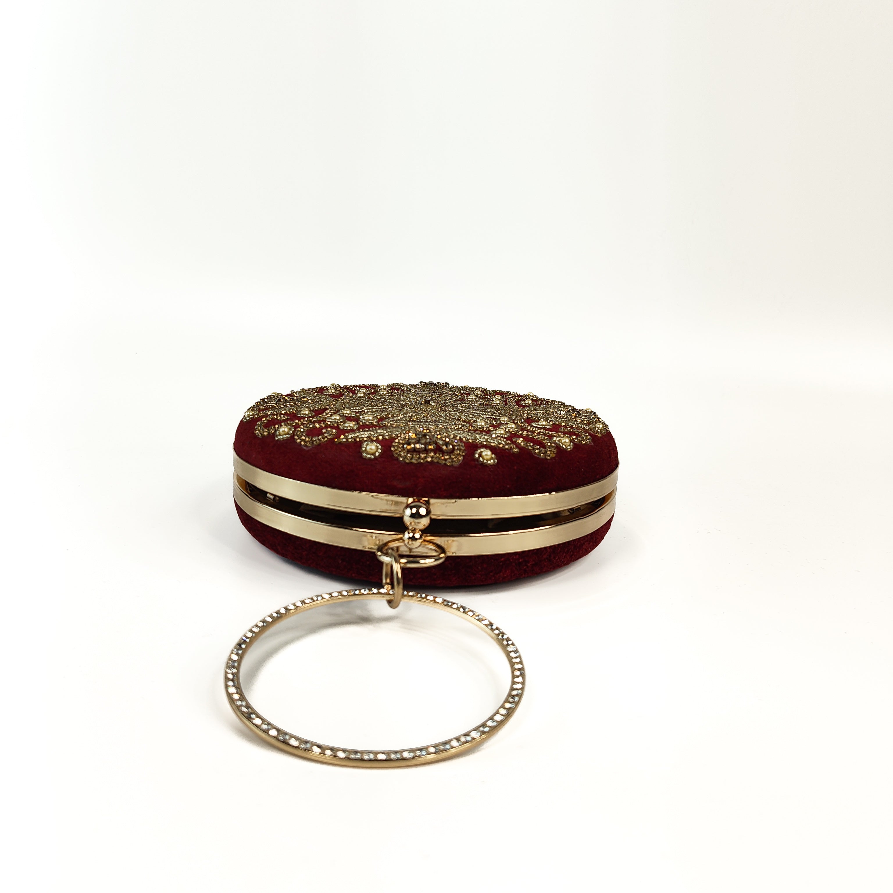 Maroon Majesty Ring Handle Premium Clutch