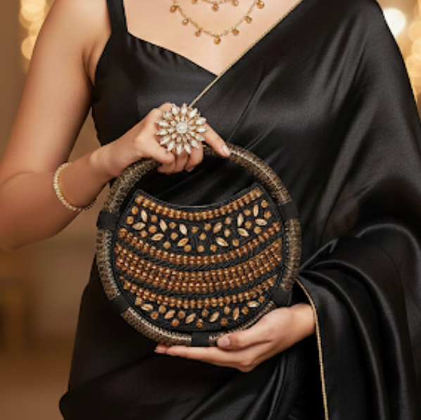 The Gilded Onyx Statement Round Clutch