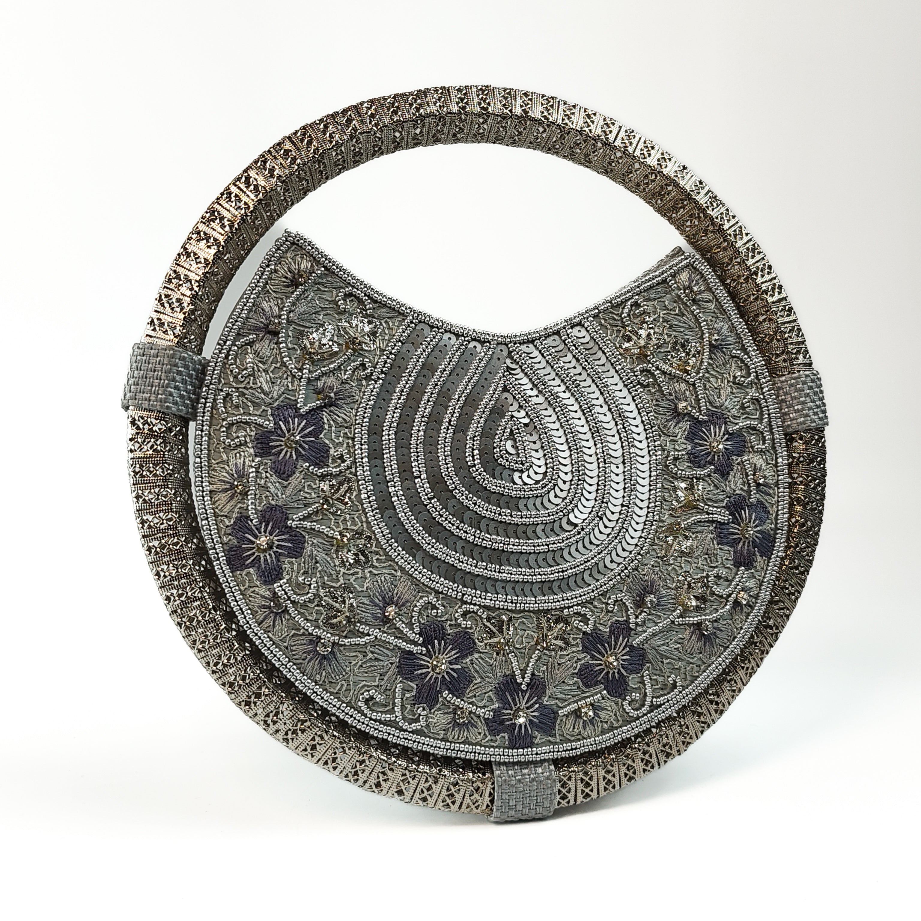 The Silver Mist Round Clutch