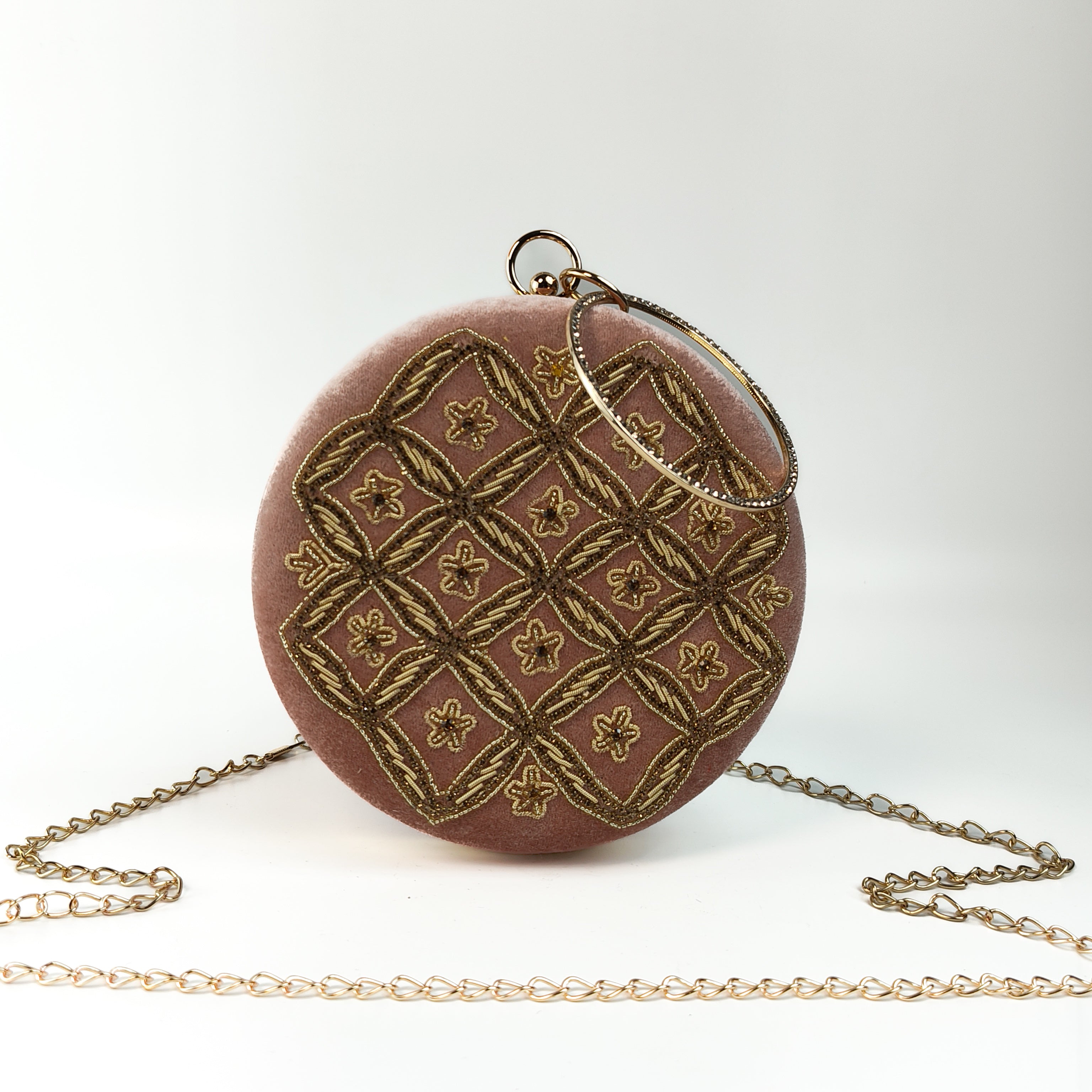 Royal Radiance Velvet Ring Handle Clutch