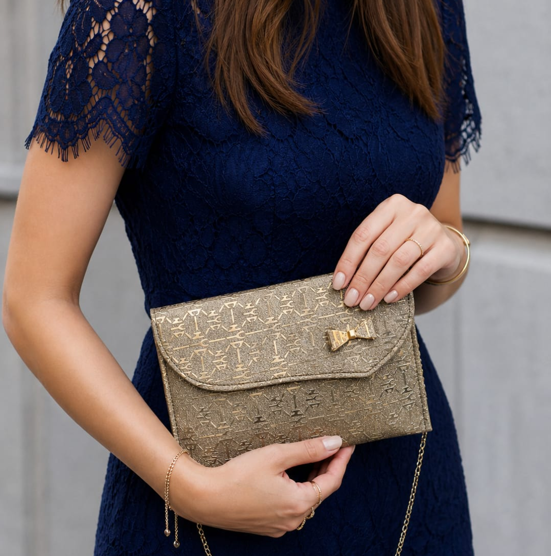 Golden Whisper Envelope Soft Clutch