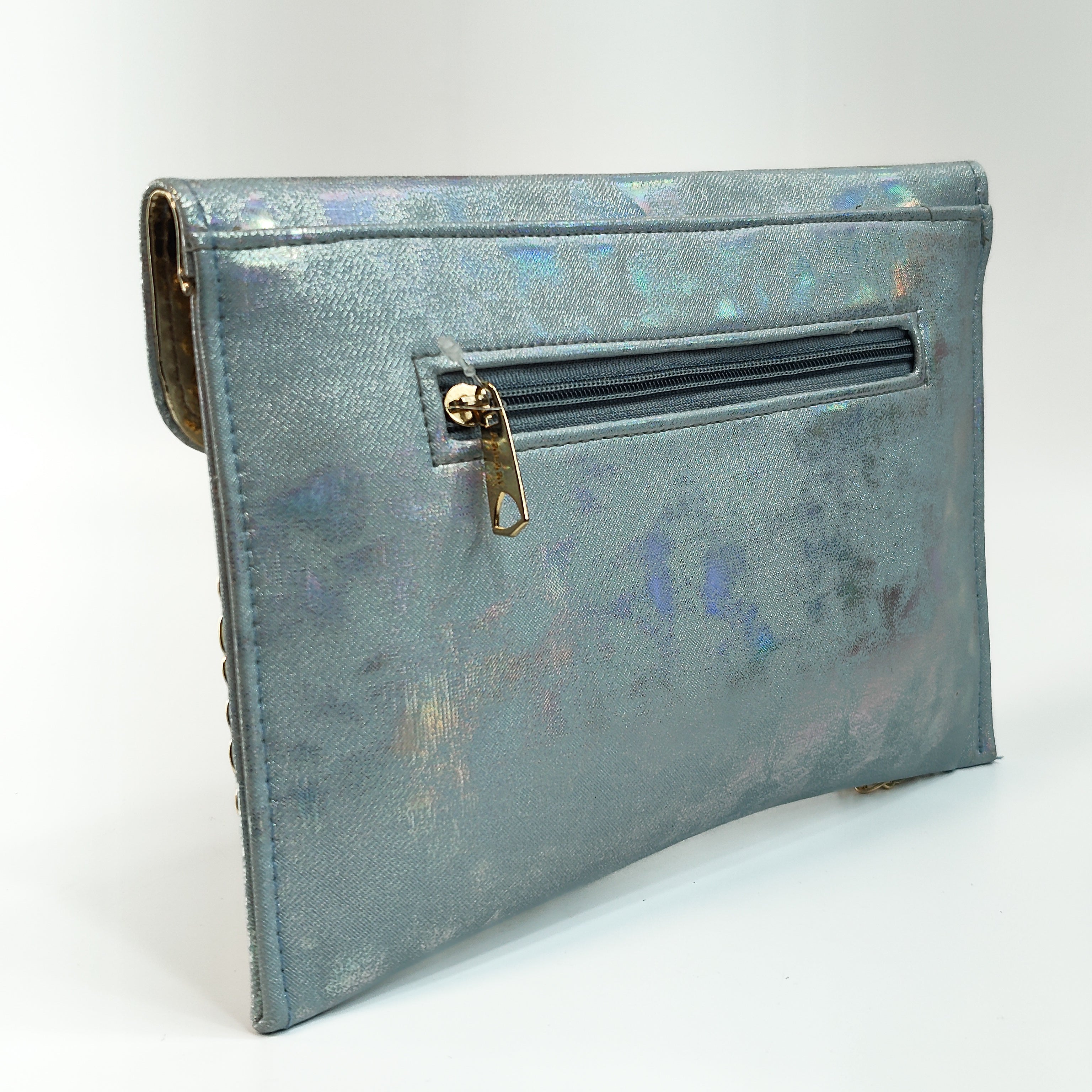 Frost Aura Holographic Soft Clutch