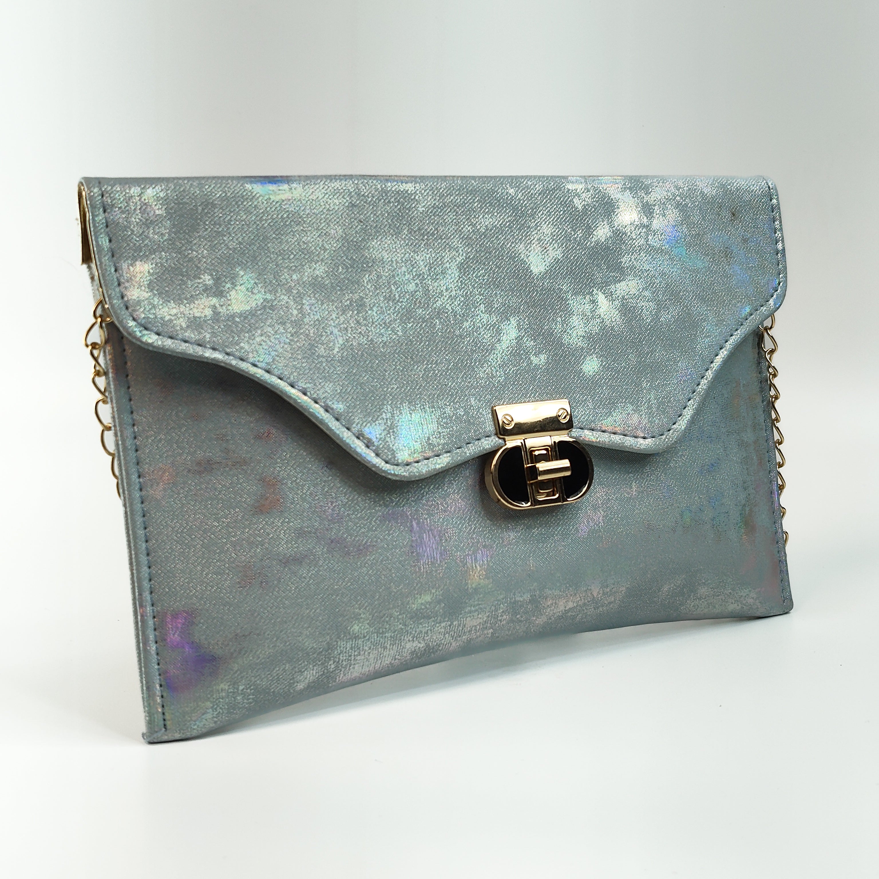 Frost Aura Holographic Soft Clutch