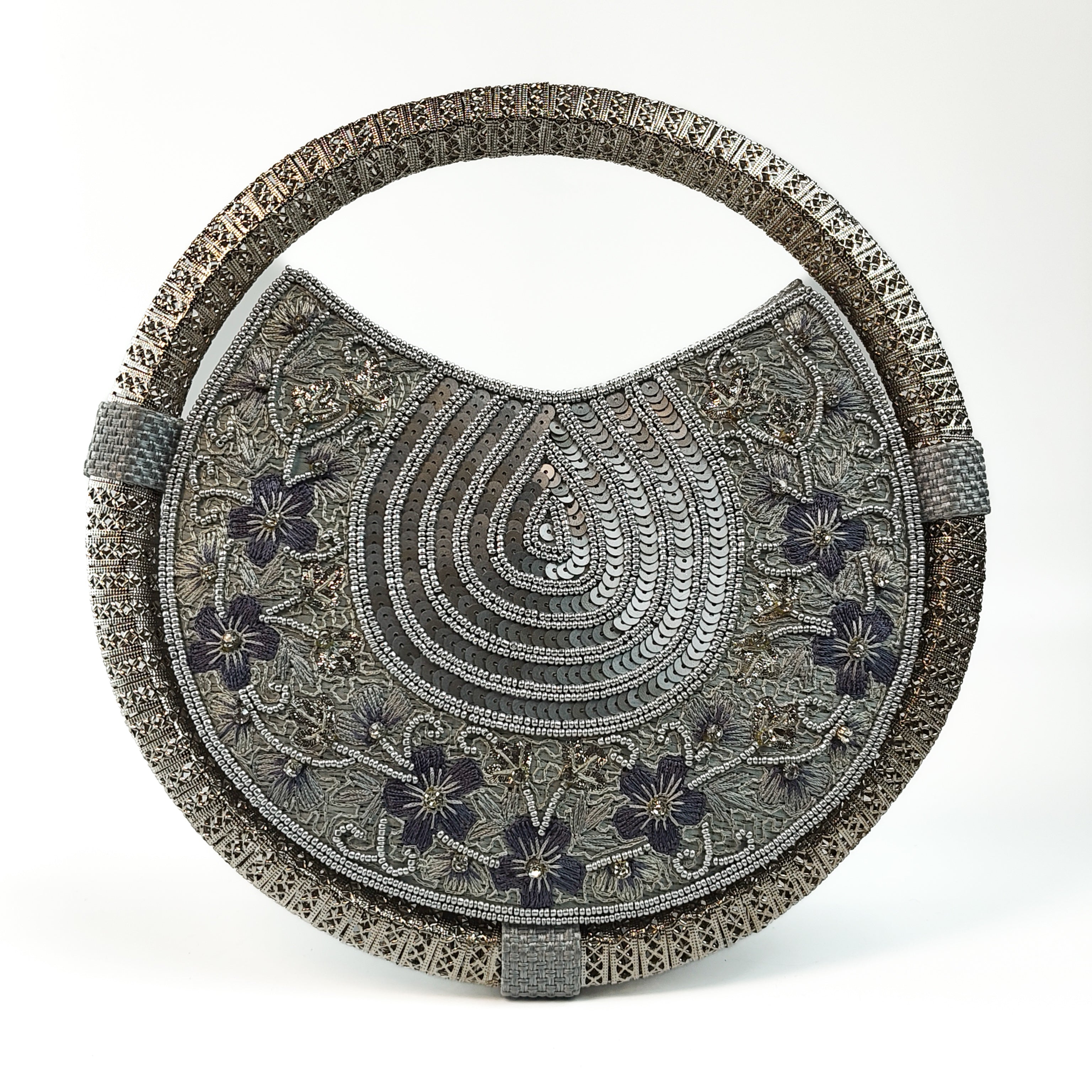 The Silver Mist Round Clutch
