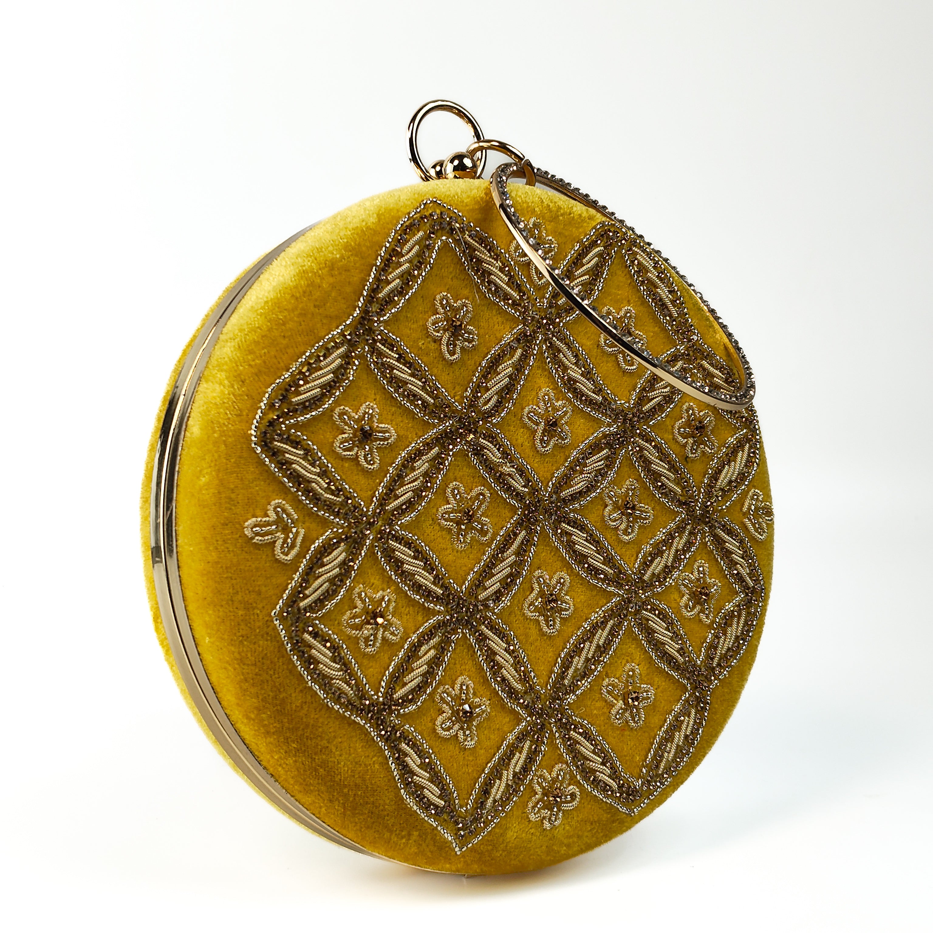 The Ista Bloom Velvet Ring Handle Clutch