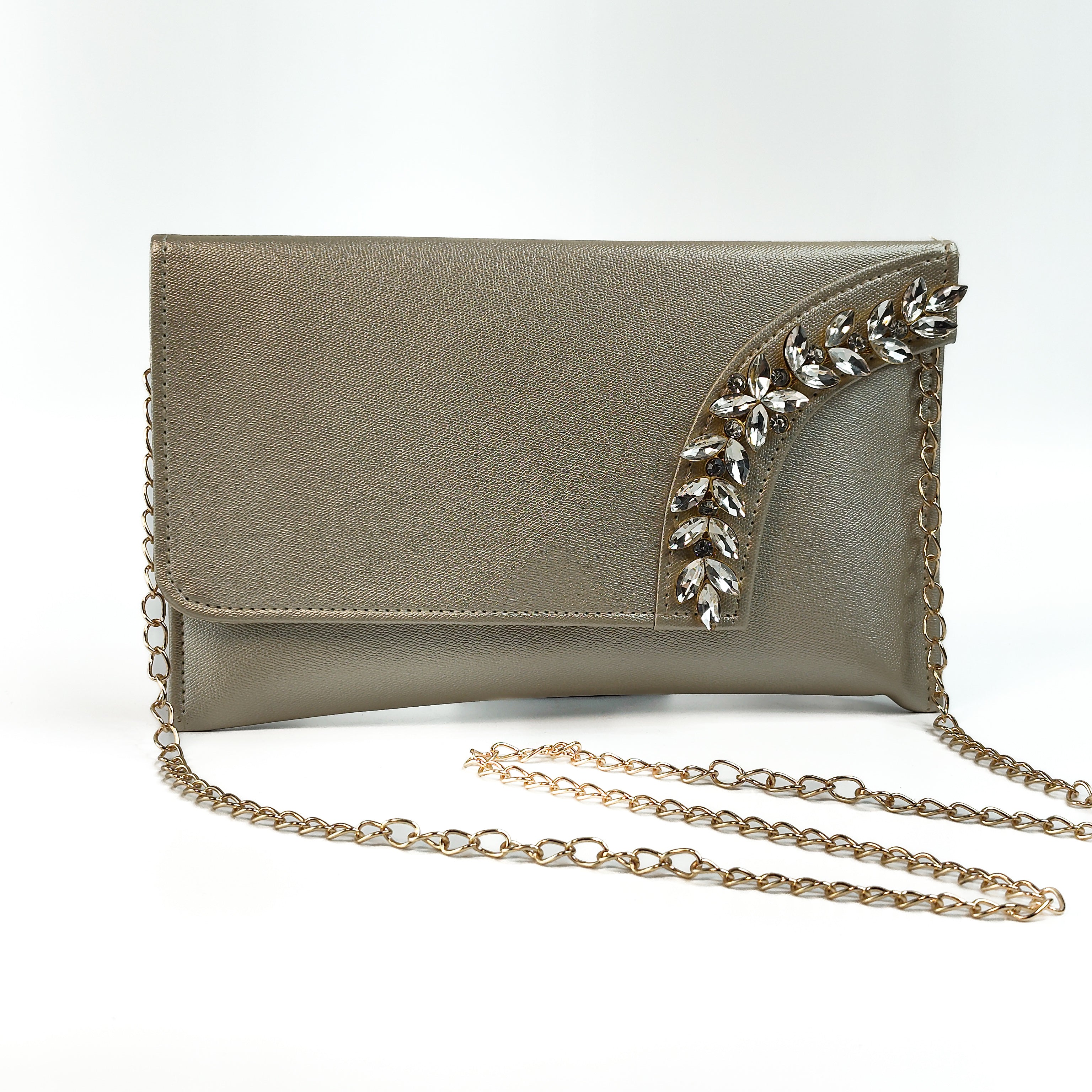 Crystal Drape Envelope Soft Clutch