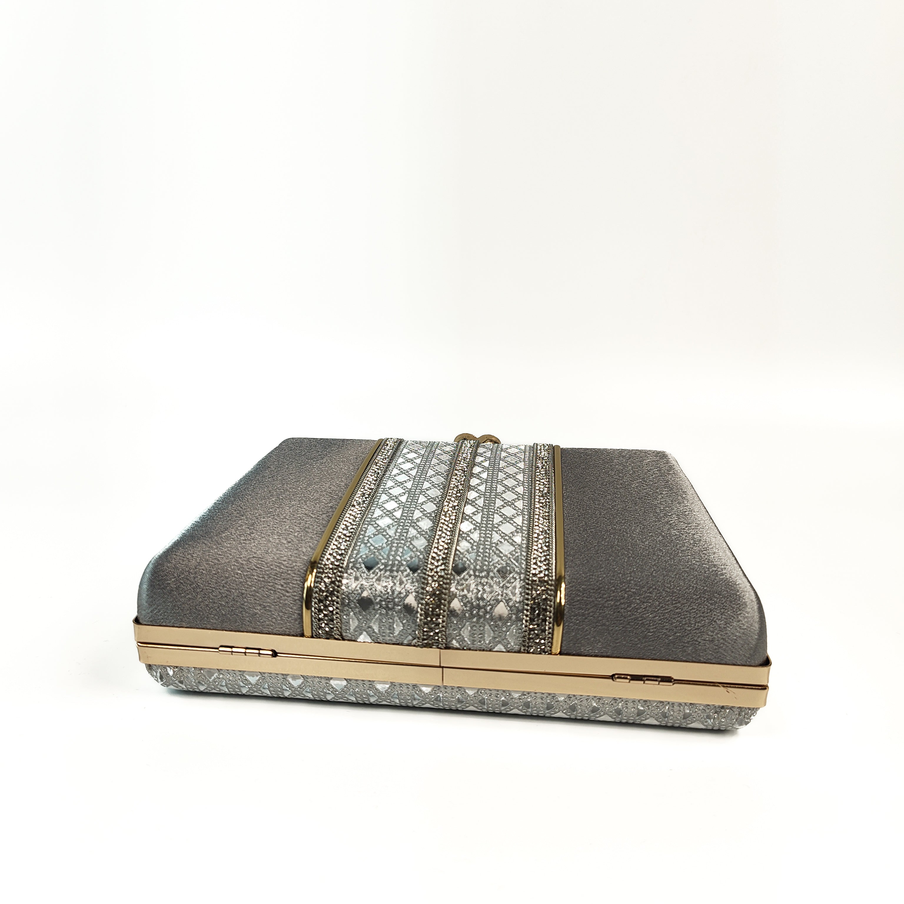 Silver Bloom Hard Box Clutch